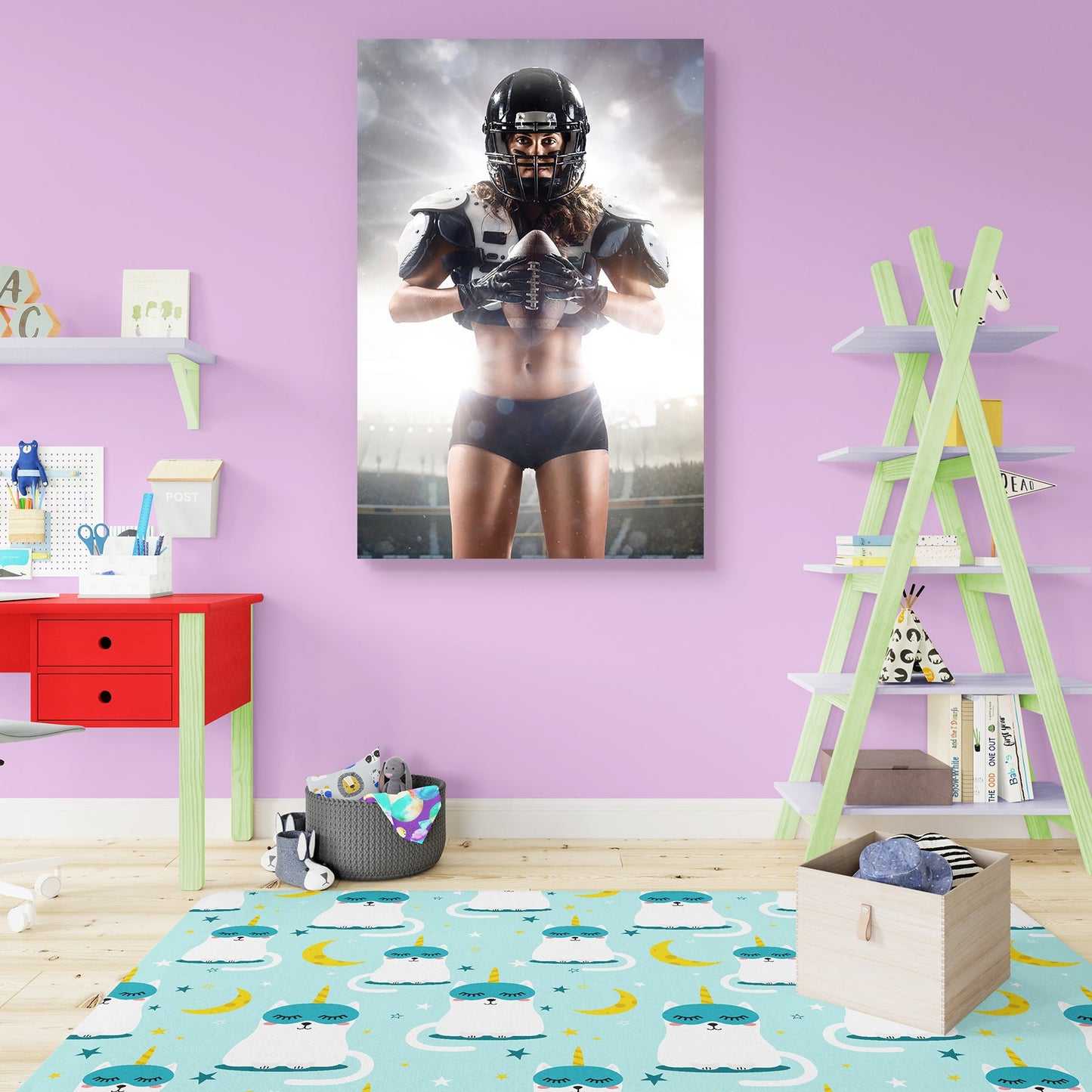 American Football Female Player D1 Peel & Stick Vinyl Wall Sticker