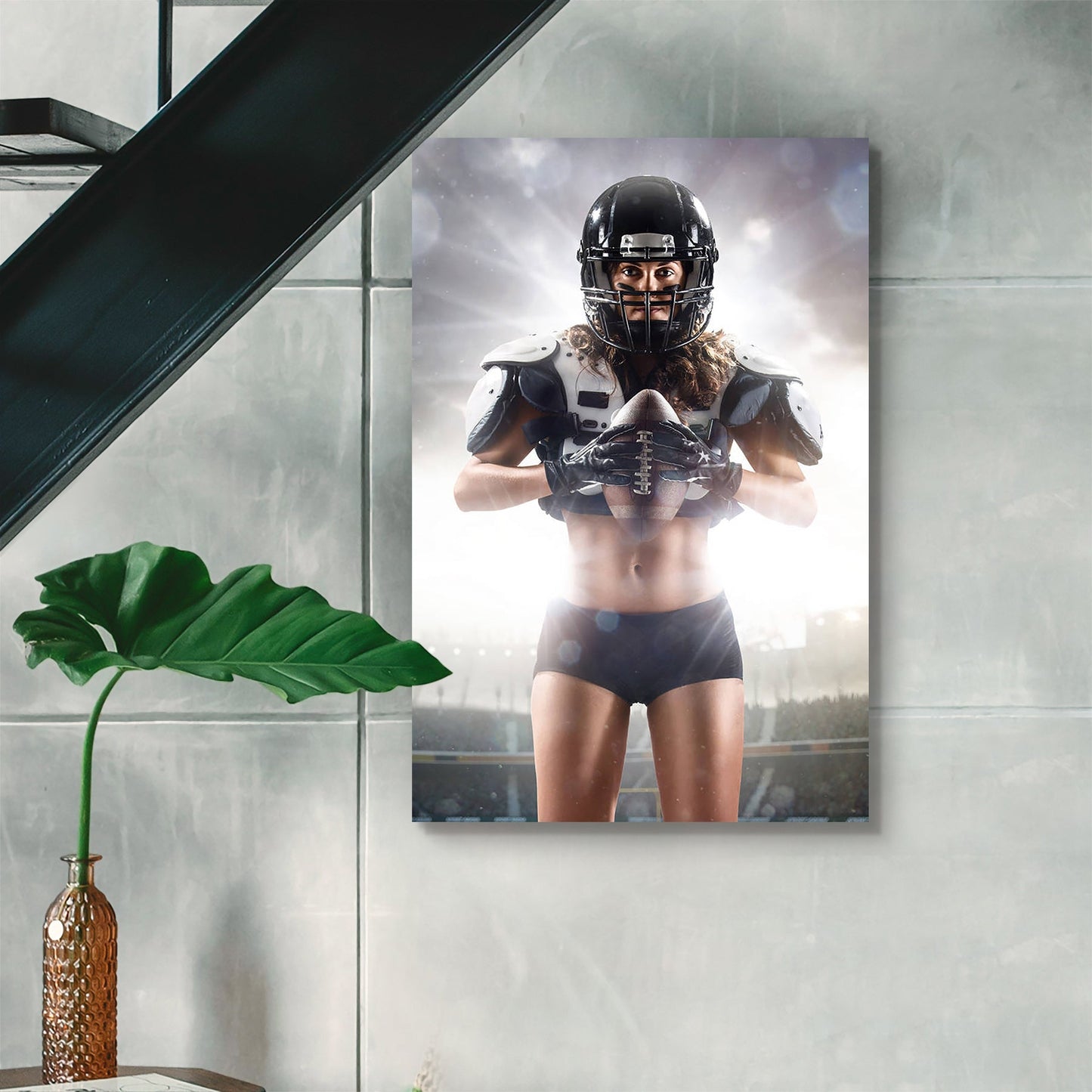 American Football Female Player D1 Peel & Stick Vinyl Wall Sticker