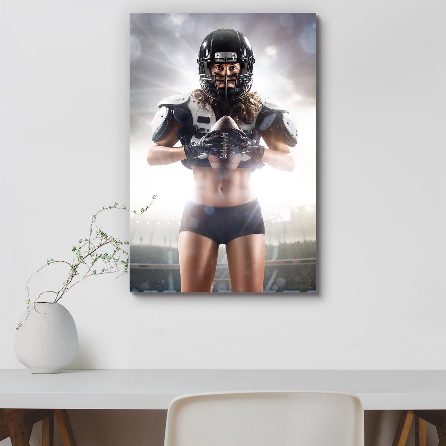 American Football Female Player D1 Peel & Stick Vinyl Wall Sticker