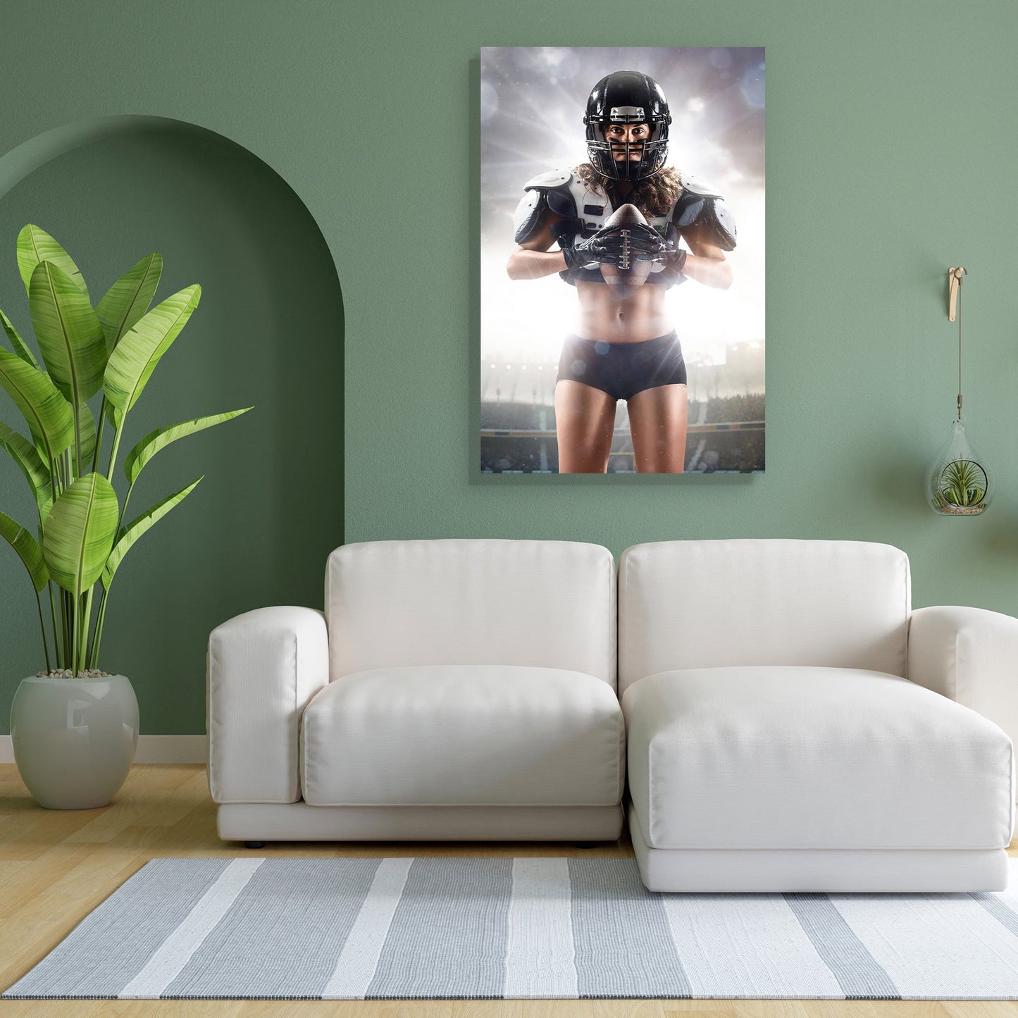 American Football Female Player D1 Peel & Stick Vinyl Wall Sticker