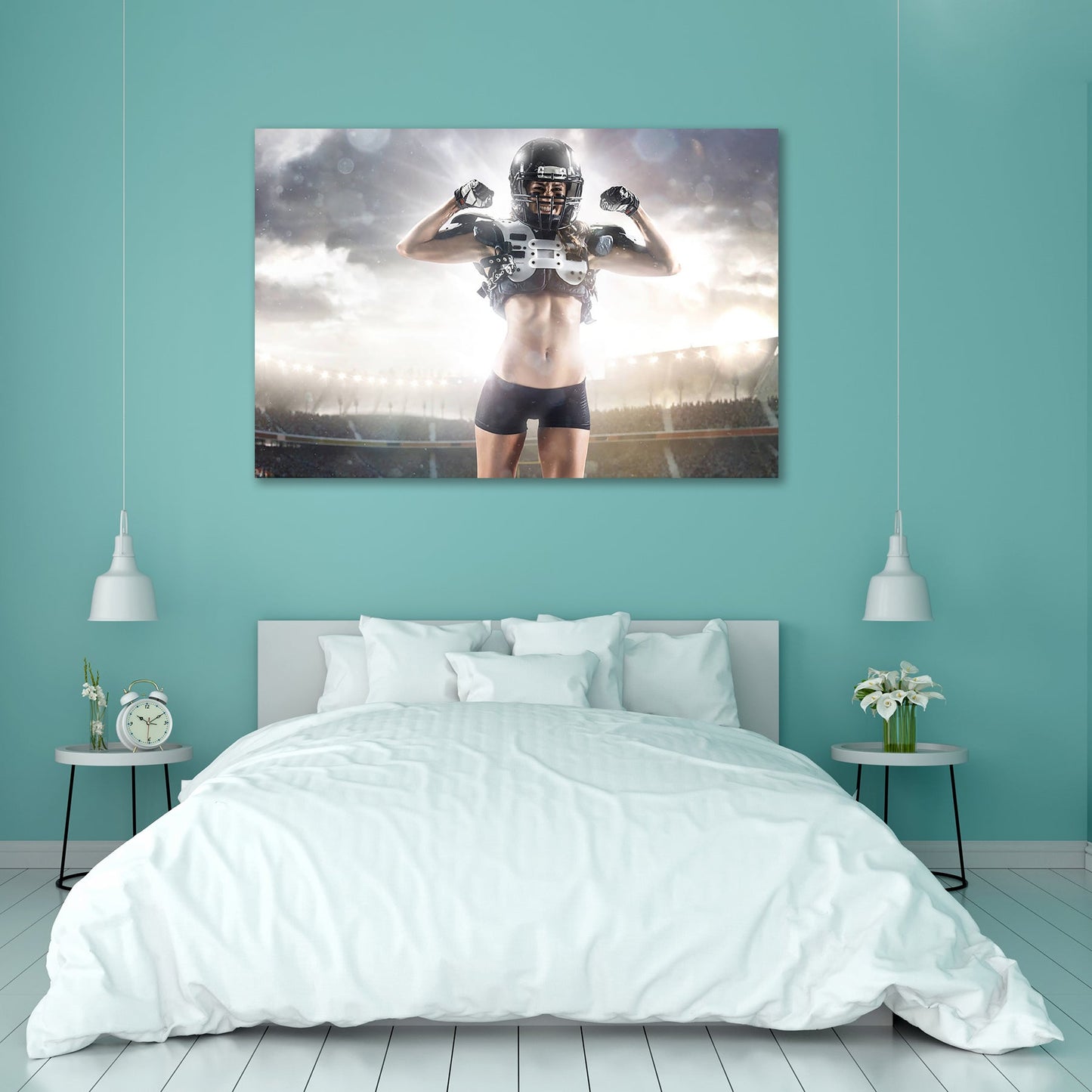 American Football Female Player D2 Peel & Stick Vinyl Wall Sticker