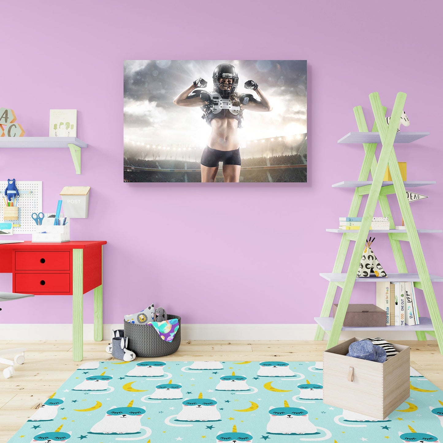 American Football Female Player D2 Peel & Stick Vinyl Wall Sticker