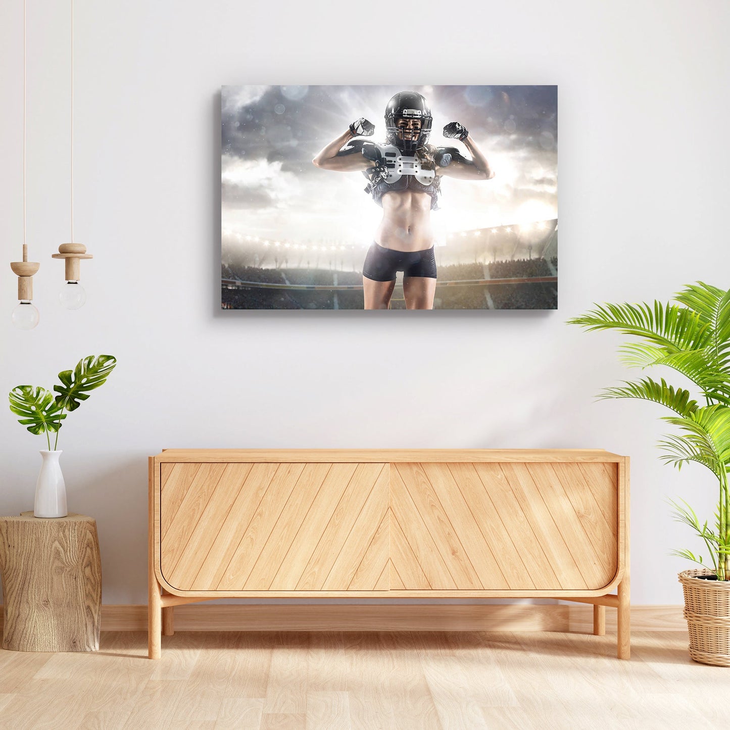 American Football Female Player D2 Peel & Stick Vinyl Wall Sticker