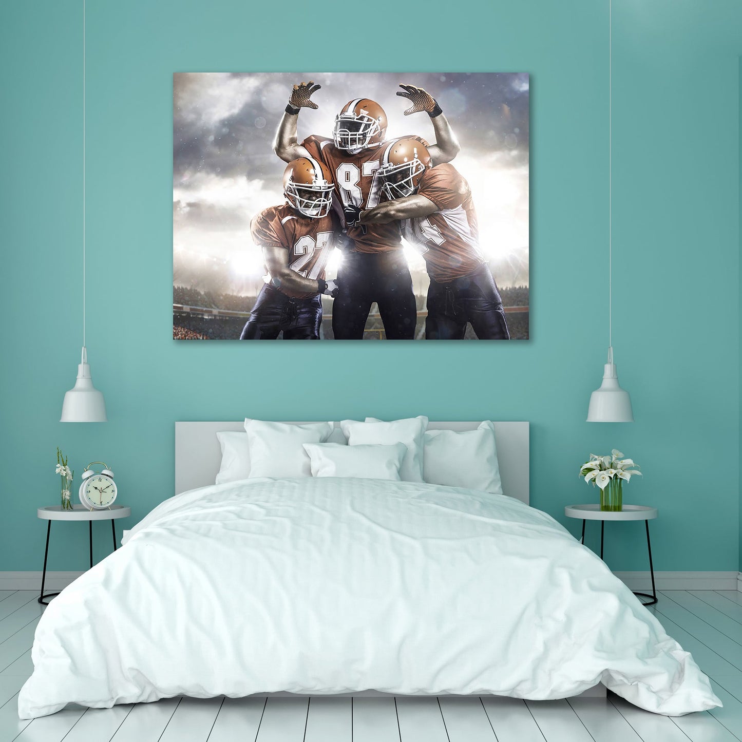 American Football Players In Action On The Stadium Peel & Stick Vinyl Wall Sticker