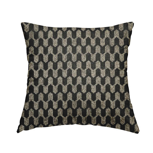 Lomasi Metallic Tones Fabric Silver Black Colour Geometric Woven Pattern Furnishing Fabric JO-291 - Handmade Cushions