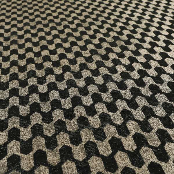 Lomasi Metallic Tones Fabric Silver Black Colour Geometric Woven Pattern Furnishing Fabric JO-291 - Handmade Cushions
