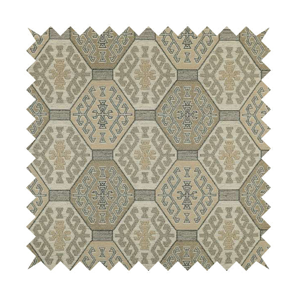 Mirador Medallion Pattern In Grey Beige Colour Interior Fabrics JO-352 - Handmade Cushions