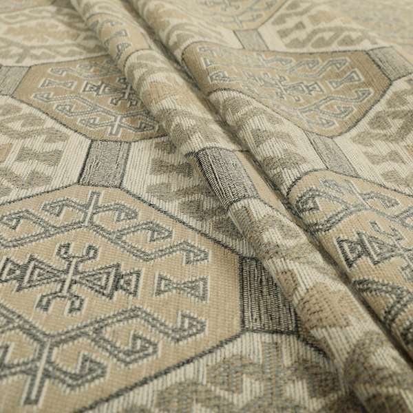 Mirador Medallion Pattern In Grey Beige Colour Interior Fabrics JO-352 - Handmade Cushions