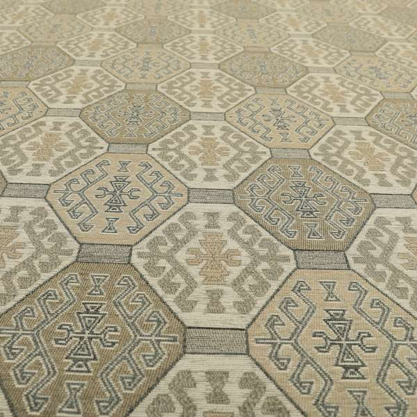Mirador Medallion Pattern In Grey Beige Colour Interior Fabrics JO-352 - Handmade Cushions