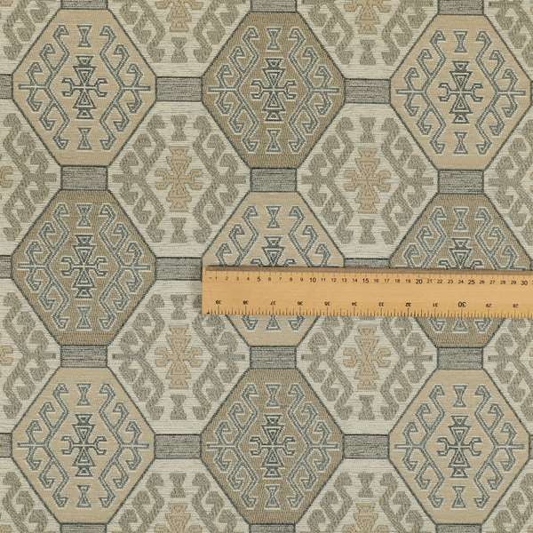 Mirador Medallion Pattern In Grey Beige Colour Interior Fabrics JO-352 - Handmade Cushions