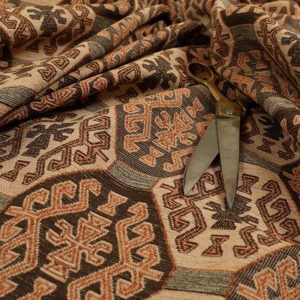 Mirador Medallion Pattern In Orange Colour Interior Fabrics JO-353 - Handmade Cushions
