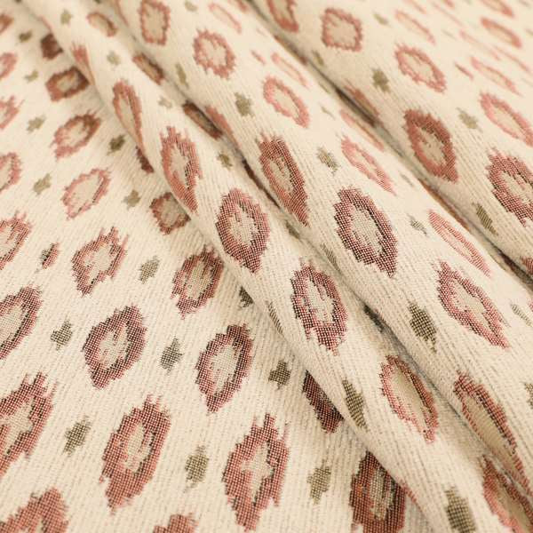 Ella Ikat Small Motif Design Pink Colour Woven Jacquard Upholstery Fabrics JO-359 - Handmade Cushions
