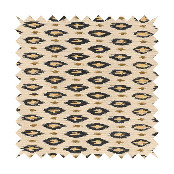 Ella Ikat Small Motif Design Navy Blue Colour Woven Jacquard Upholstery Fabrics JO-360 - Handmade Cushions