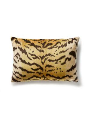 Scalamandre Tigre 22 X 14 - Ivory, Gold & Black Decorative Pillow
