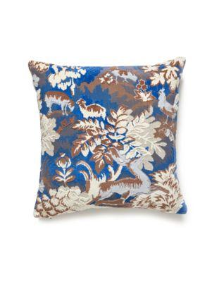 Scalamandre Tails Tale 22 X 22 - Blue Wood Decorative Pillow