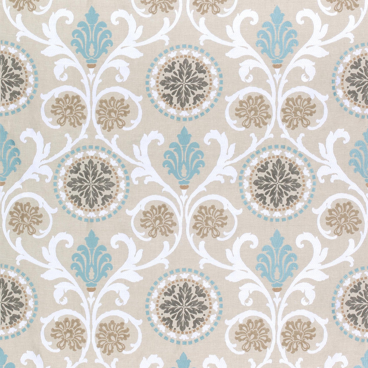 Thibaut Banyan Embroidery Aqua Fabric