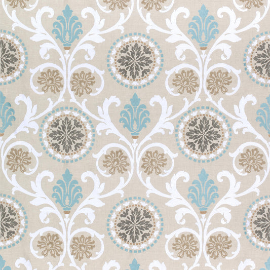 Thibaut Banyan Embroidery Aqua Fabric