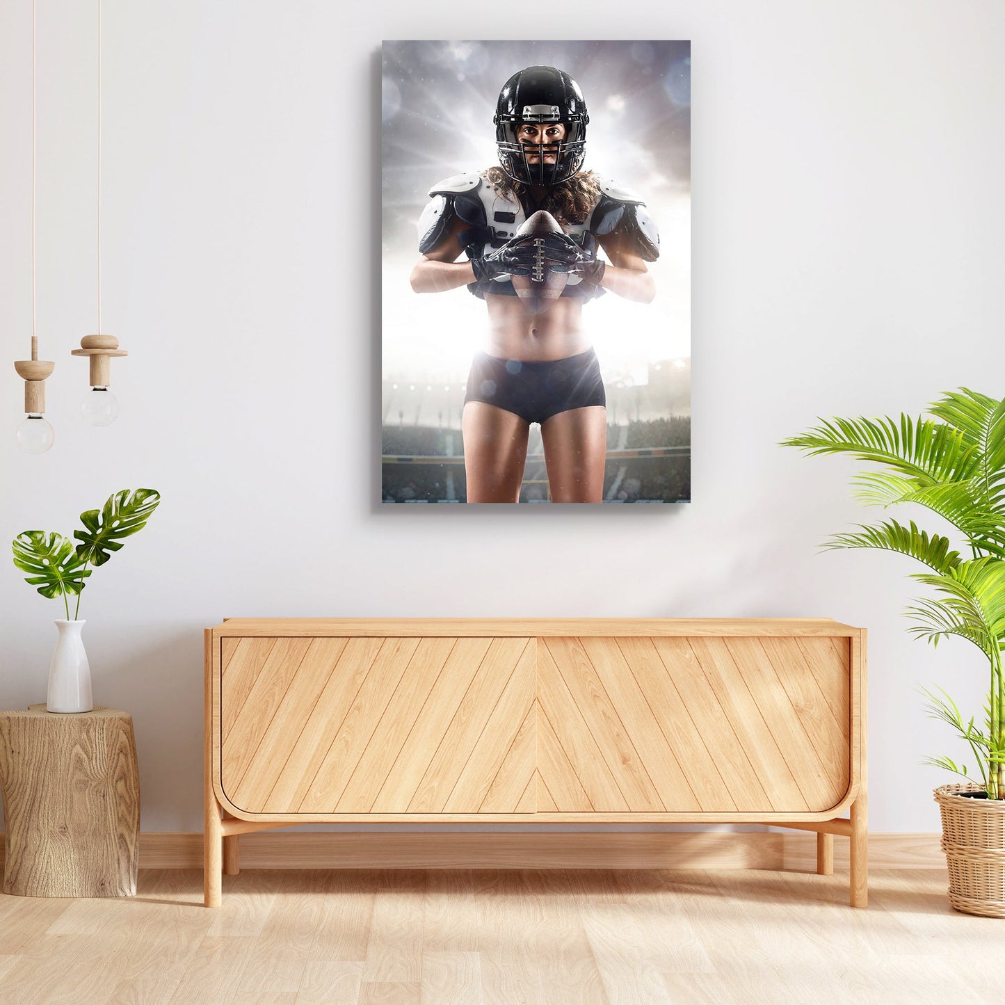 American Football Female Player D1 Peel & Stick Vinyl Wall Sticker