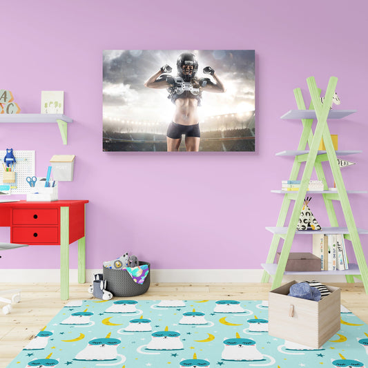 American Football Female Player D2 Peel & Stick Vinyl Wall Sticker