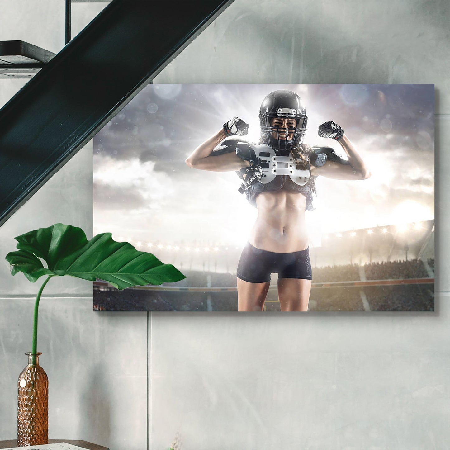 American Football Female Player D2 Peel & Stick Vinyl Wall Sticker