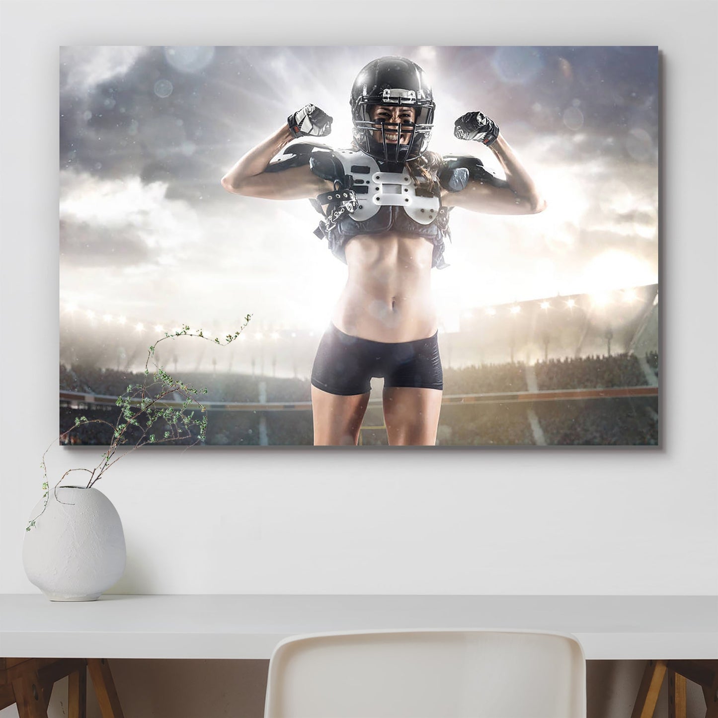American Football Female Player D2 Peel & Stick Vinyl Wall Sticker