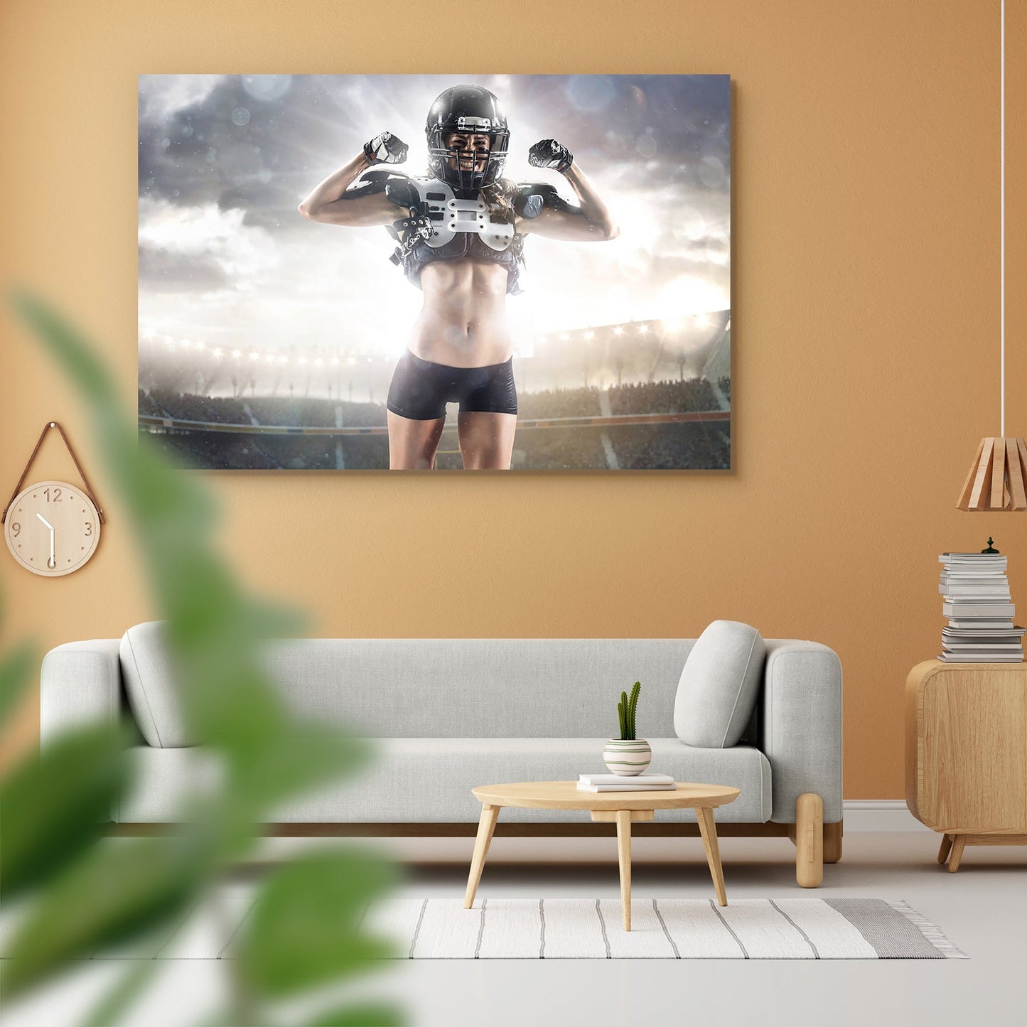 American Football Female Player D2 Peel & Stick Vinyl Wall Sticker