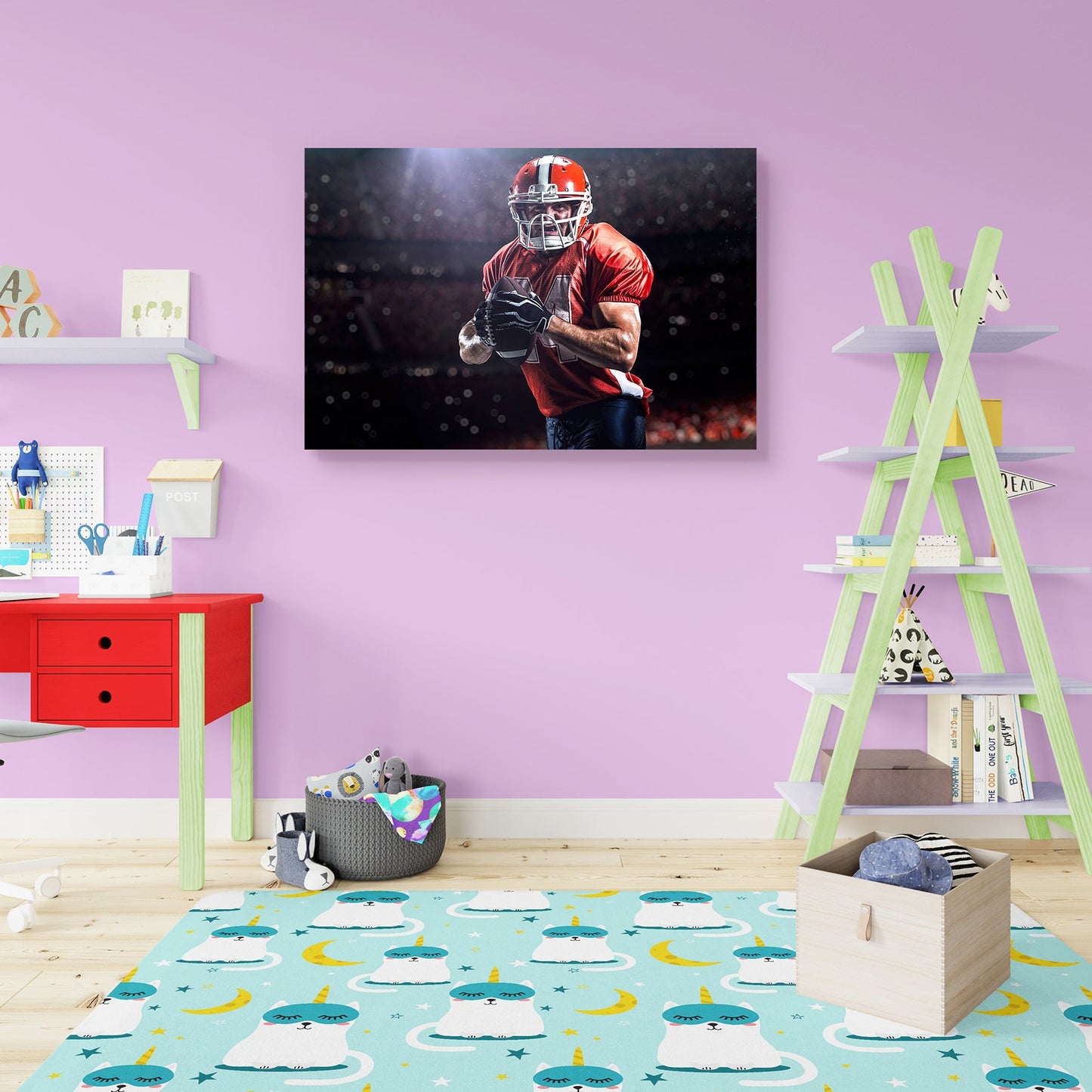 American Football Sportsman Player In Stadium D1 Peel & Stick Vinyl Wall Sticker