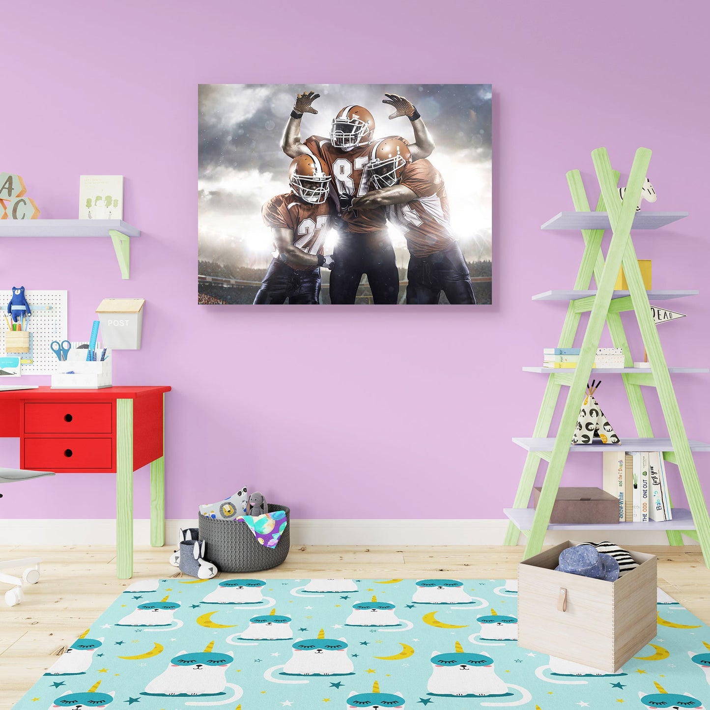 American Football Players In Action On The Stadium Peel & Stick Vinyl Wall Sticker