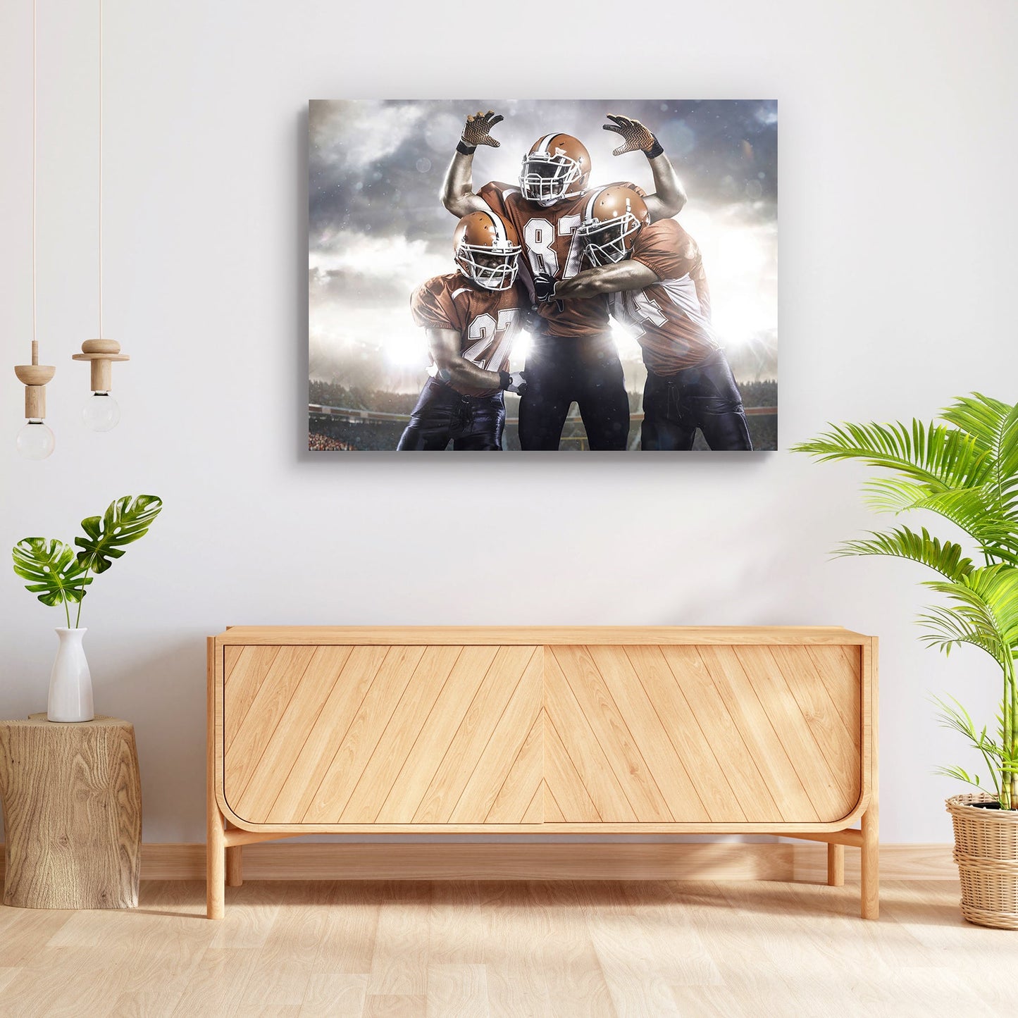 American Football Players In Action On The Stadium Peel & Stick Vinyl Wall Sticker