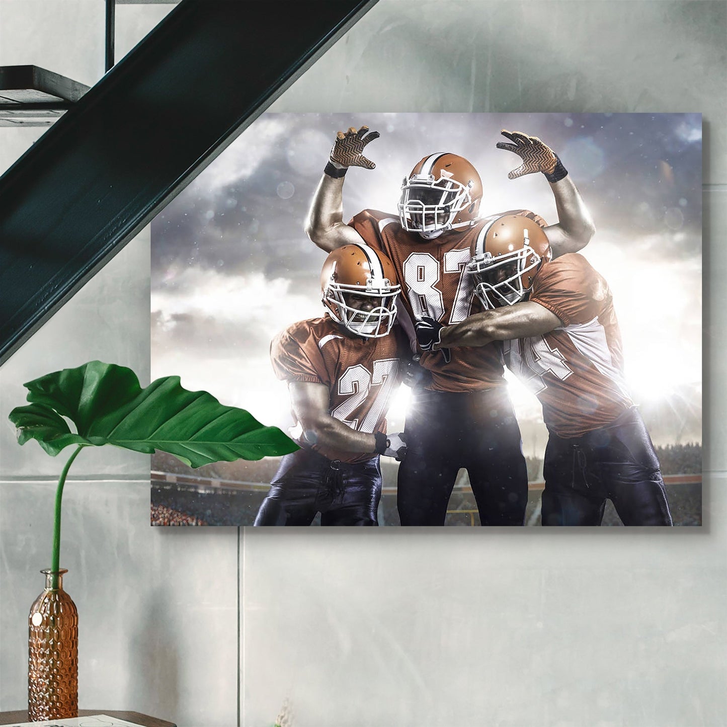 American Football Players In Action On The Stadium Peel & Stick Vinyl Wall Sticker