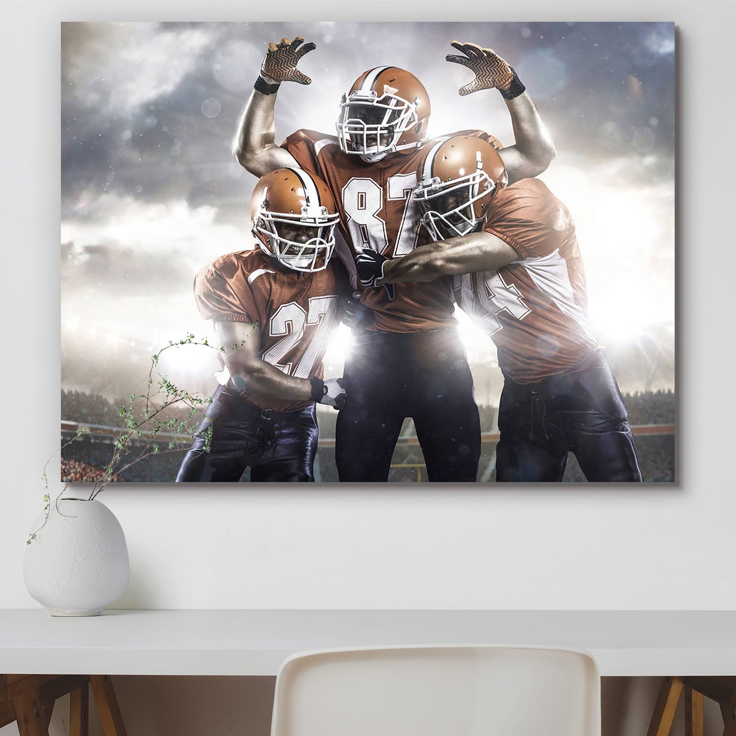 American Football Players In Action On The Stadium Peel & Stick Vinyl Wall Sticker