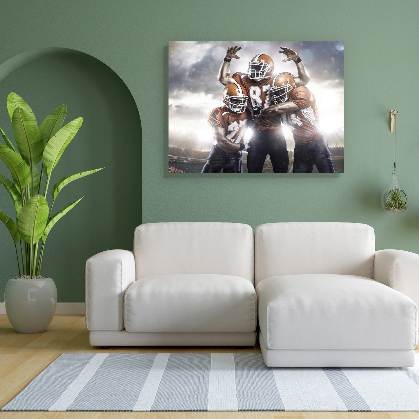 American Football Players In Action On The Stadium Peel & Stick Vinyl Wall Sticker