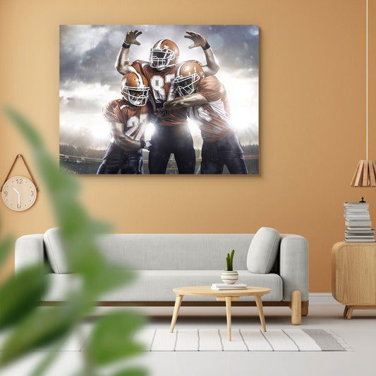 American Football Players In Action On The Stadium Peel & Stick Vinyl Wall Sticker