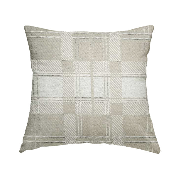 Highland Collection Luxury Soft Like Cotton Checked Pattern Silver Colour Chenille Upholstery Fabric JO-261 - Handmade Cushions