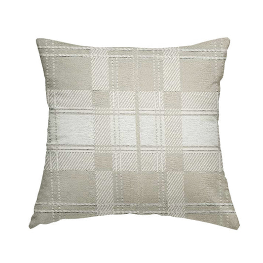 Highland Collection Luxury Soft Like Cotton Checked Pattern Silver Colour Chenille Upholstery Fabric JO-261 - Handmade Cushions