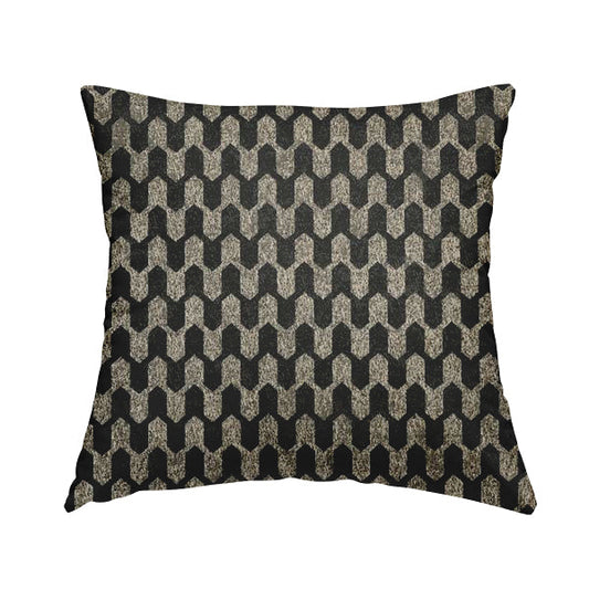 Lomasi Metallic Tones Fabric Silver Black Colour Geometric Woven Pattern Furnishing Fabric JO-291 - Handmade Cushions