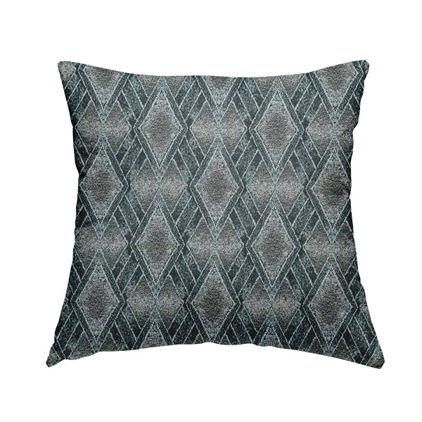 Elwin Decorative Weave Grey Teal Blue Colour Geometric Hexagon Pattern Jacquard Fabric JO-298 - Handmade Cushions