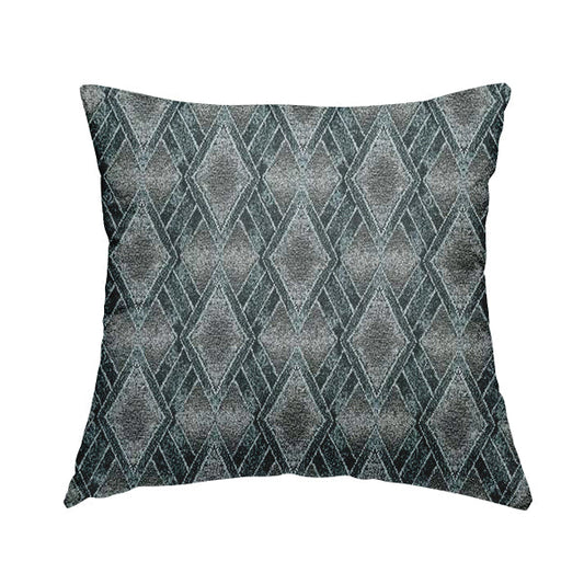 Elwin Decorative Weave Grey Teal Blue Colour Geometric Hexagon Pattern Jacquard Fabric JO-298 - Handmade Cushions