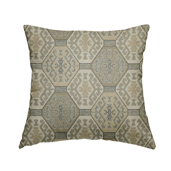 Mirador Medallion Pattern In Grey Beige Colour Interior Fabrics JO-352 - Handmade Cushions