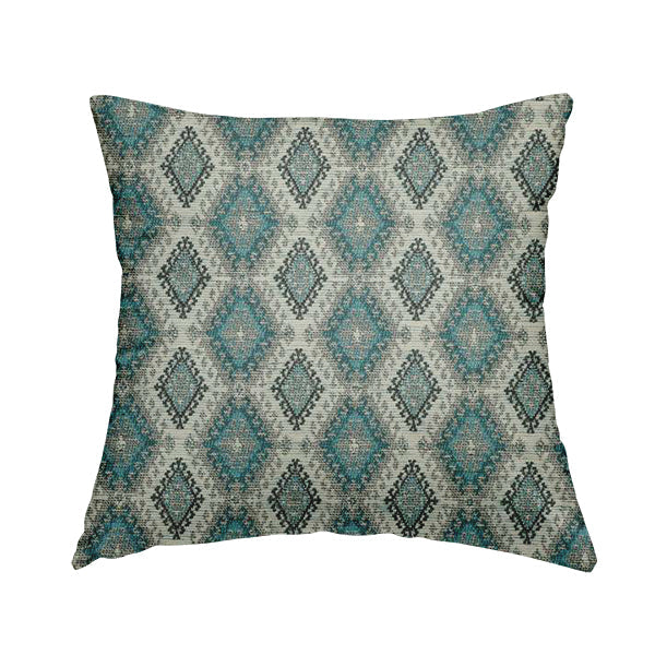 Juanita Small Motif Diamond Pattern In Blue Colour Interior Designer Fabrics JO-354 - Handmade Cushions