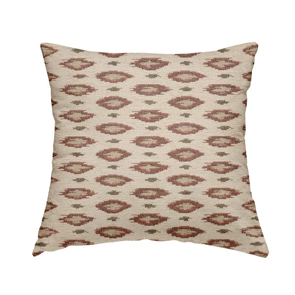 Ella Ikat Small Motif Design Pink Colour Woven Jacquard Upholstery Fabrics JO-359 - Handmade Cushions