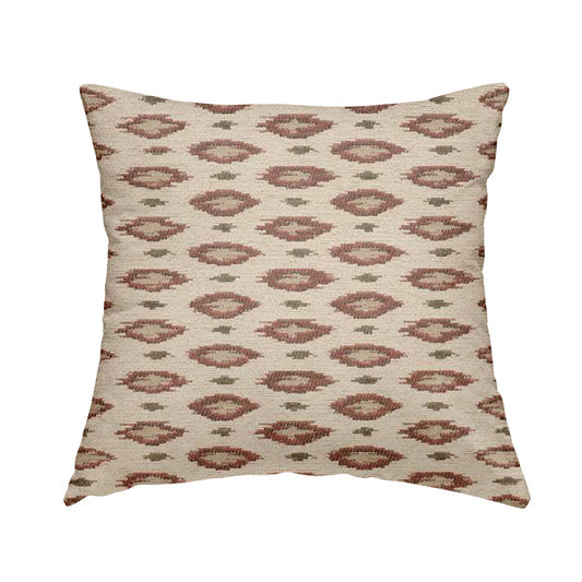 Ella Ikat Small Motif Design Pink Colour Woven Jacquard Upholstery Fabrics JO-359 - Handmade Cushions