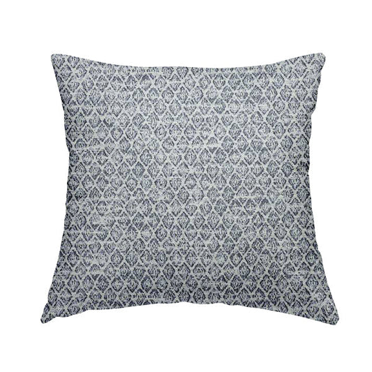 Ella Trellis Small Motif Design Blue Colour Woven Jacquard Upholstery Fabrics JO-365 - Handmade Cushions