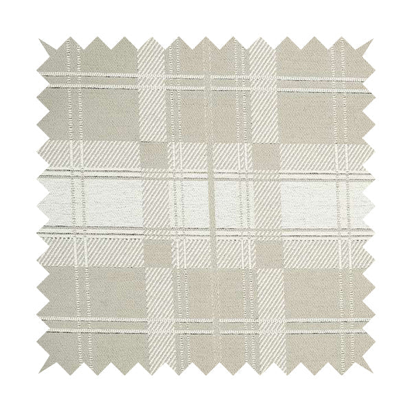 Highland Collection Luxury Soft Like Cotton Checked Pattern Silver Colour Chenille Upholstery Fabric JO-261 - Handmade Cushions
