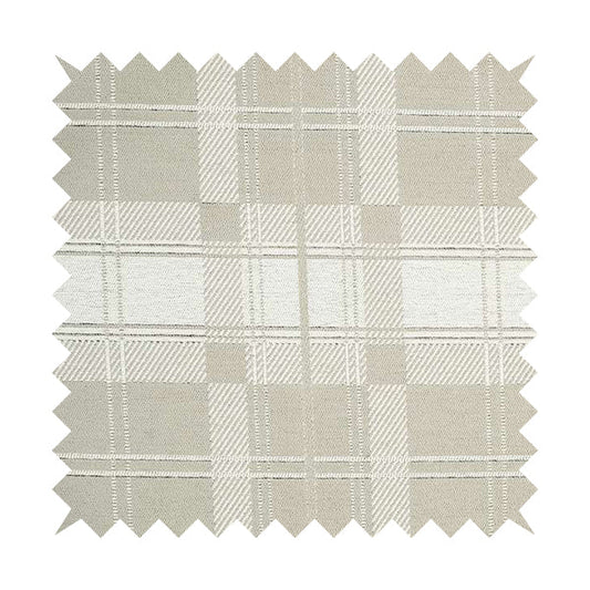 Highland Collection Luxury Soft Like Cotton Checked Pattern Silver Colour Chenille Upholstery Fabric JO-261 - Handmade Cushions