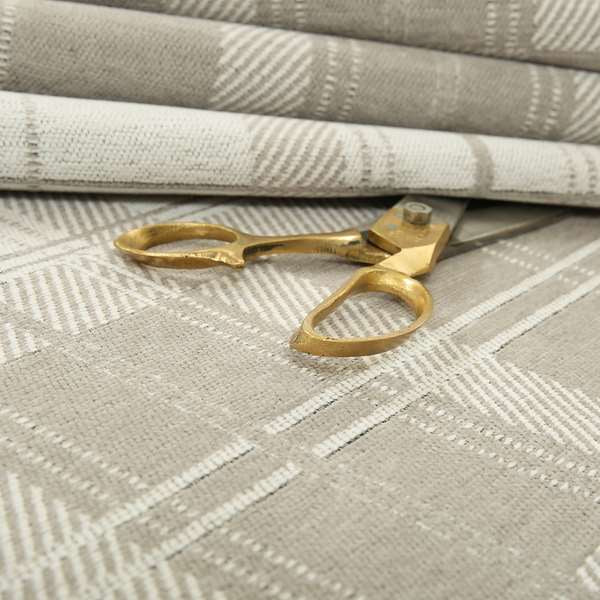 Highland Collection Luxury Soft Like Cotton Checked Pattern Silver Colour Chenille Upholstery Fabric JO-261 - Handmade Cushions