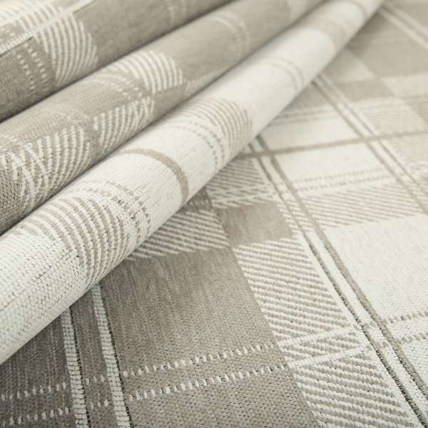 Highland Collection Luxury Soft Like Cotton Checked Pattern Silver Colour Chenille Upholstery Fabric JO-261 - Handmade Cushions