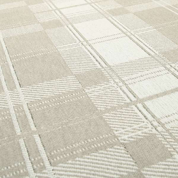 Highland Collection Luxury Soft Like Cotton Checked Pattern Silver Colour Chenille Upholstery Fabric JO-261 - Handmade Cushions