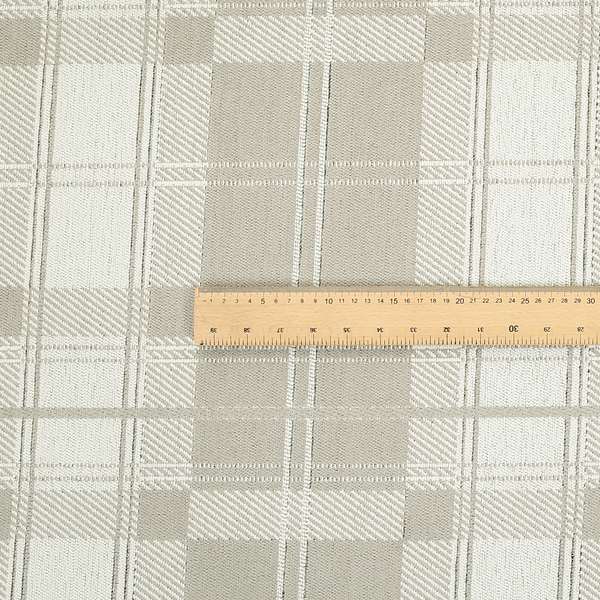 Highland Collection Luxury Soft Like Cotton Checked Pattern Silver Colour Chenille Upholstery Fabric JO-261 - Handmade Cushions