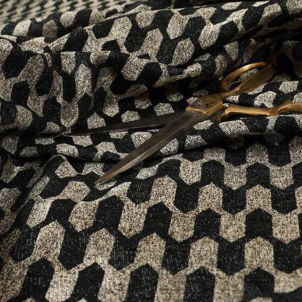 Lomasi Metallic Tones Fabric Silver Black Colour Geometric Woven Pattern Furnishing Fabric JO-291 - Handmade Cushions